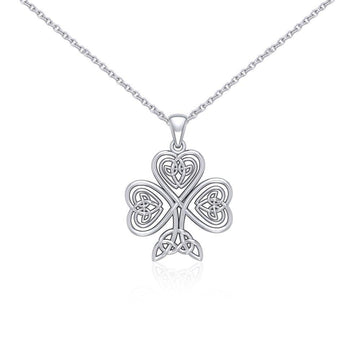 Silver Celtic Shamrock Pendant and Chain Set by Courtney Davis TSE768 - Jewelry